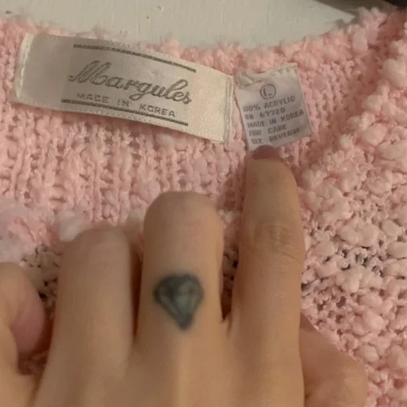 Large Vintage Margules Pastel Pink Chunky Sleeveless Sweater Grandmacore - Picture 3 of 7